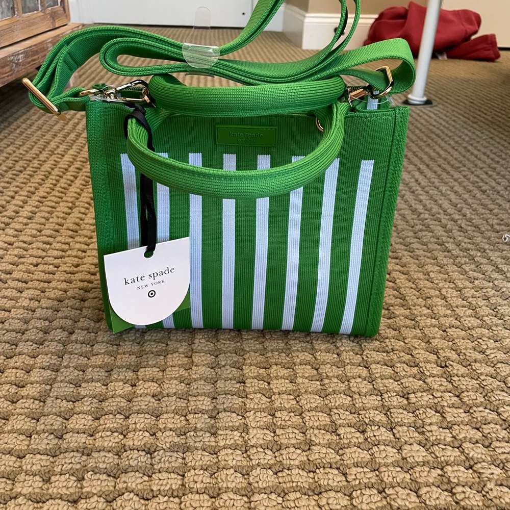 Kate Spade Green and White Striped Women's Bag